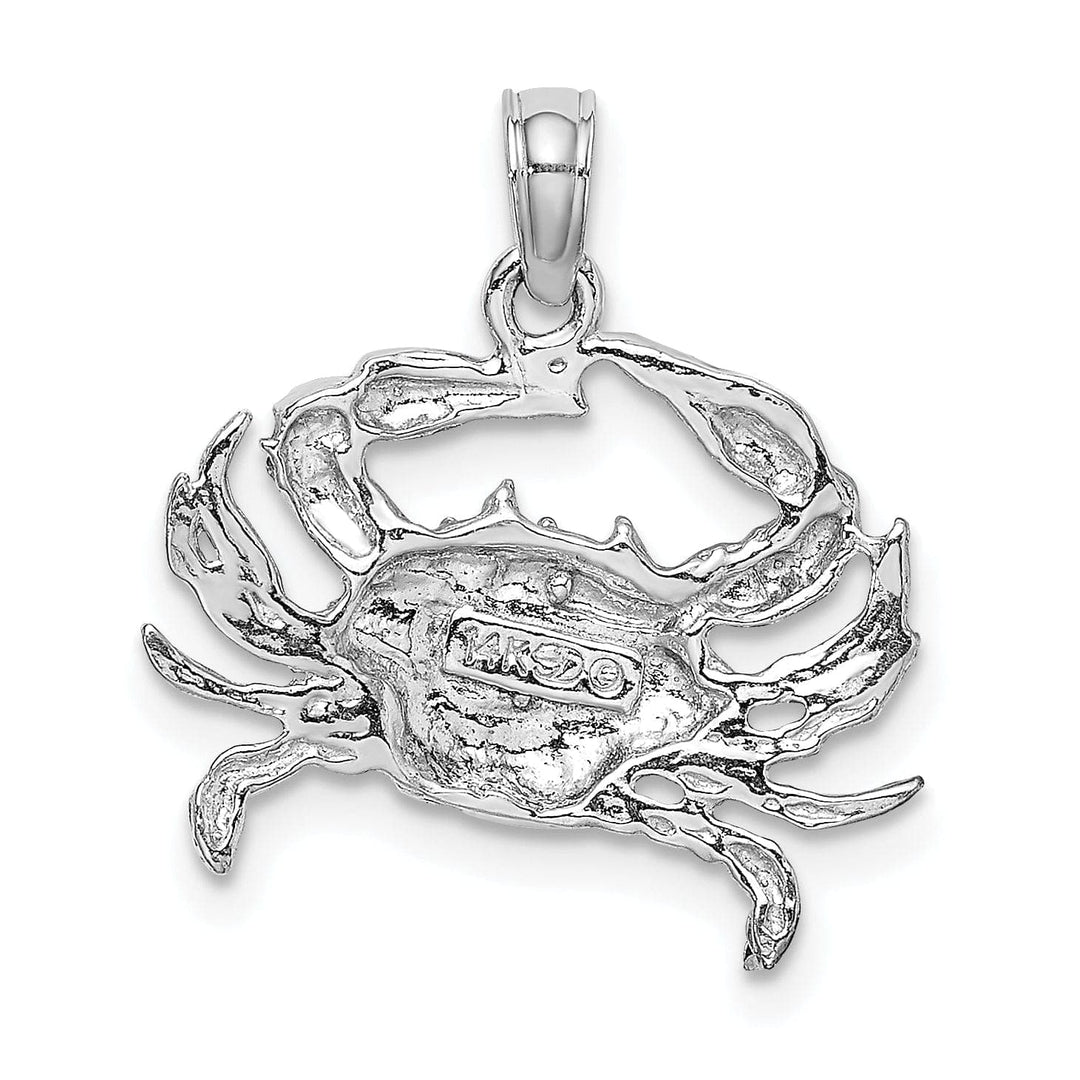Lovely Rita's Pendants & Charms 14k White Gold Solid Polished Finish Blue Claw Crab Charm Pendant
