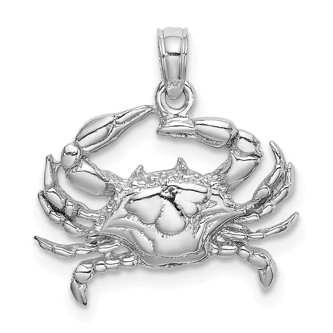 Lovely Rita's Pendants & Charms 14k White Gold Solid Polished Finish Blue Claw Crab Charm Pendant