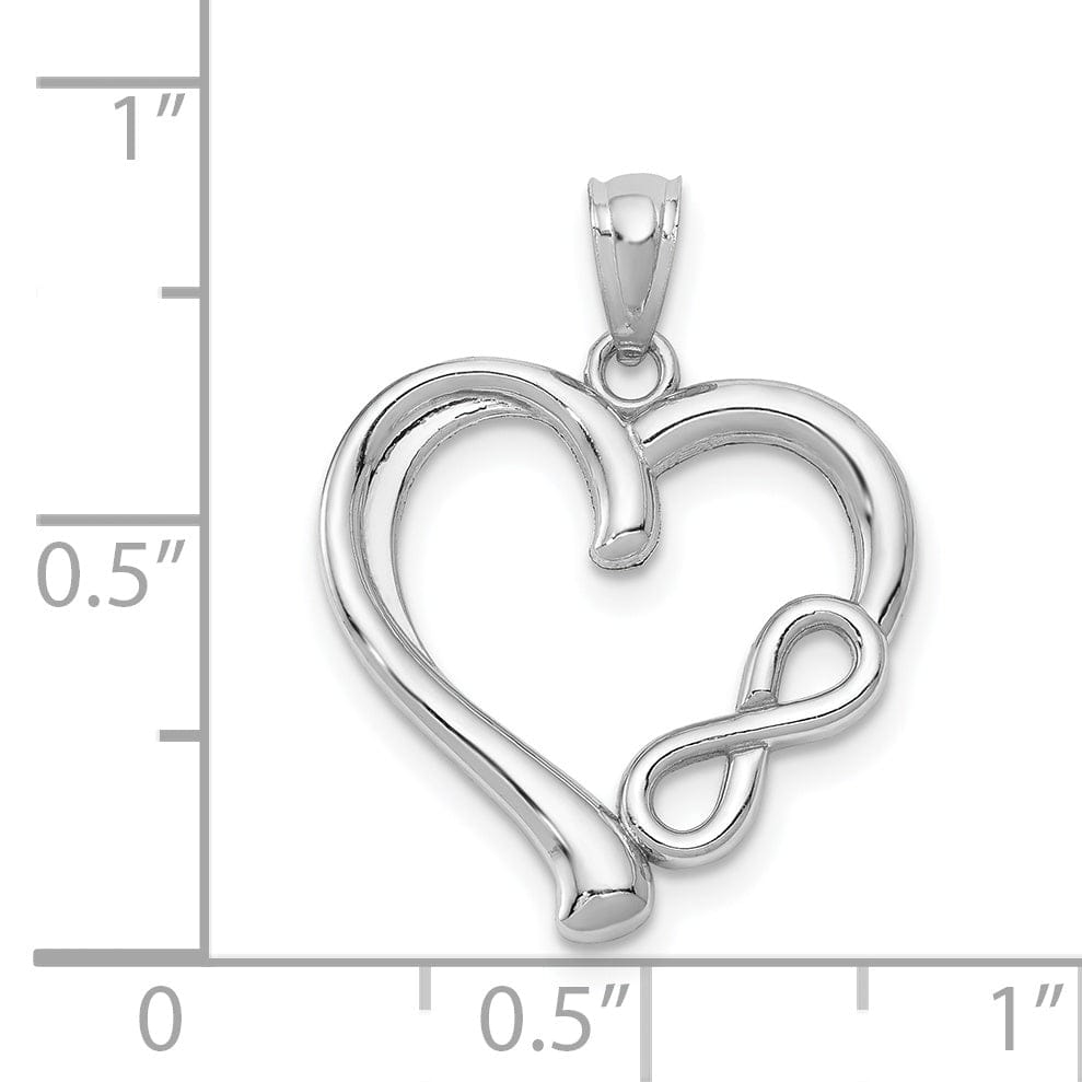 Lovely Rita's Pendants & Charms 14K White Gold Solid Polished Finish Concave Infinity Symbol in Fancy Heart Swirl Shape Design Charm Pendant
