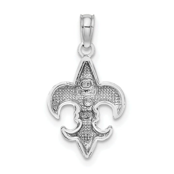 Lovely Rita's Pendants & Charms 14k White Gold Solid Polished Finish Concave Shape Small Size Fleur-De-Lis Design Charm Pendant