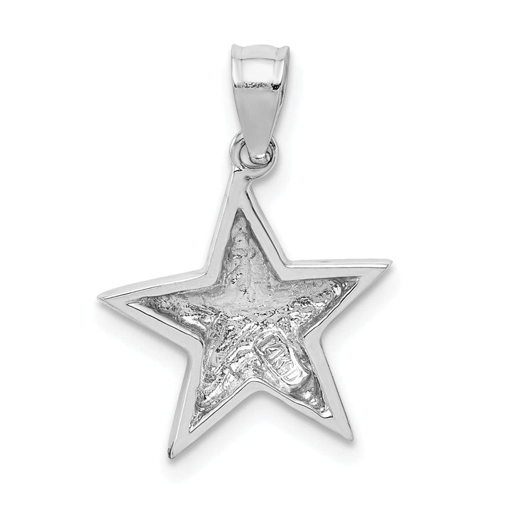 Lovely Rita's Pendants & Charms 14K White Gold Solid Polished Finish Concave Shpe Star Charm Pendant