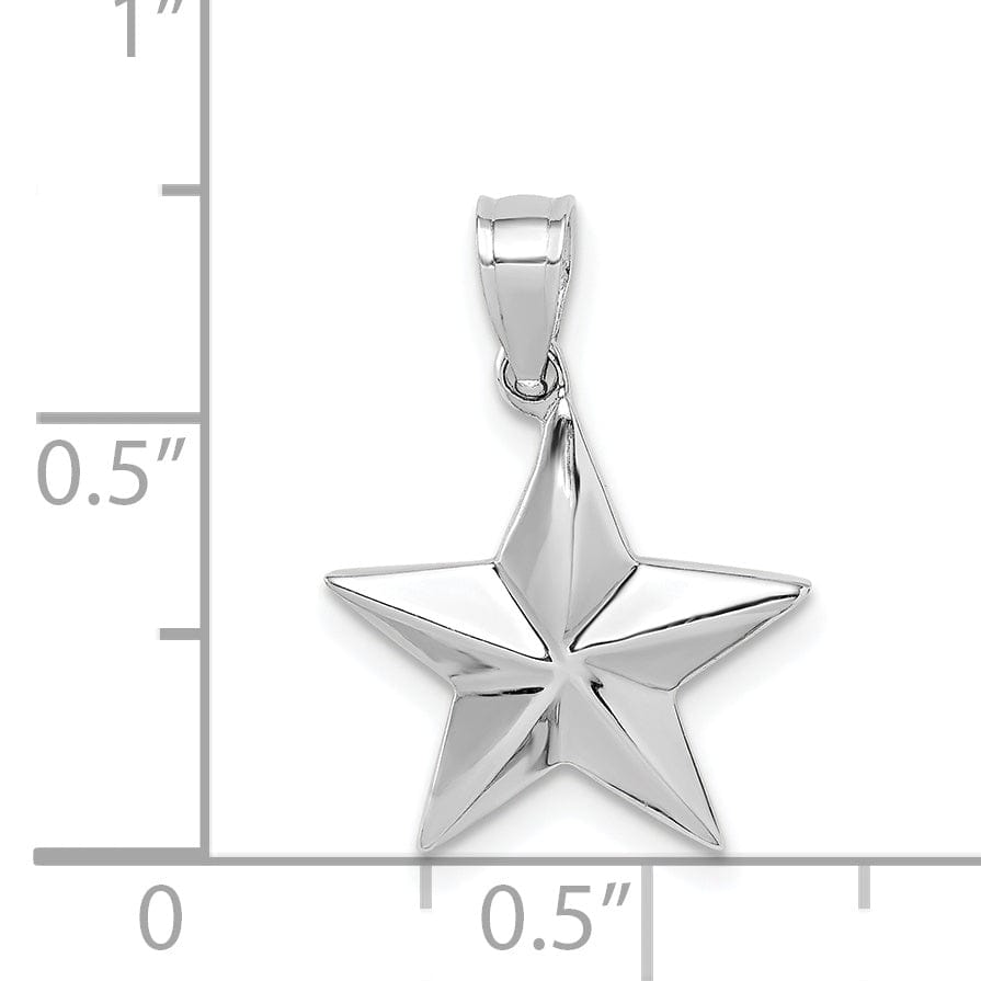 Lovely Rita's Pendants & Charms 14K White Gold Solid Polished Finish Concave Shpe Star Charm Pendant
