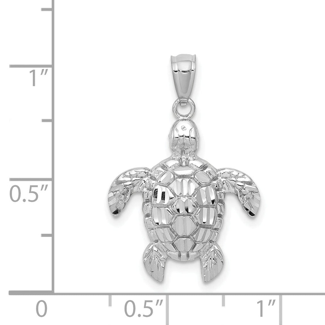 Lovely Rita's Pendants & Charms 14k White Gold Solid Polished Finish Diamond-cut Men's Sea Turtle Charm Pendant