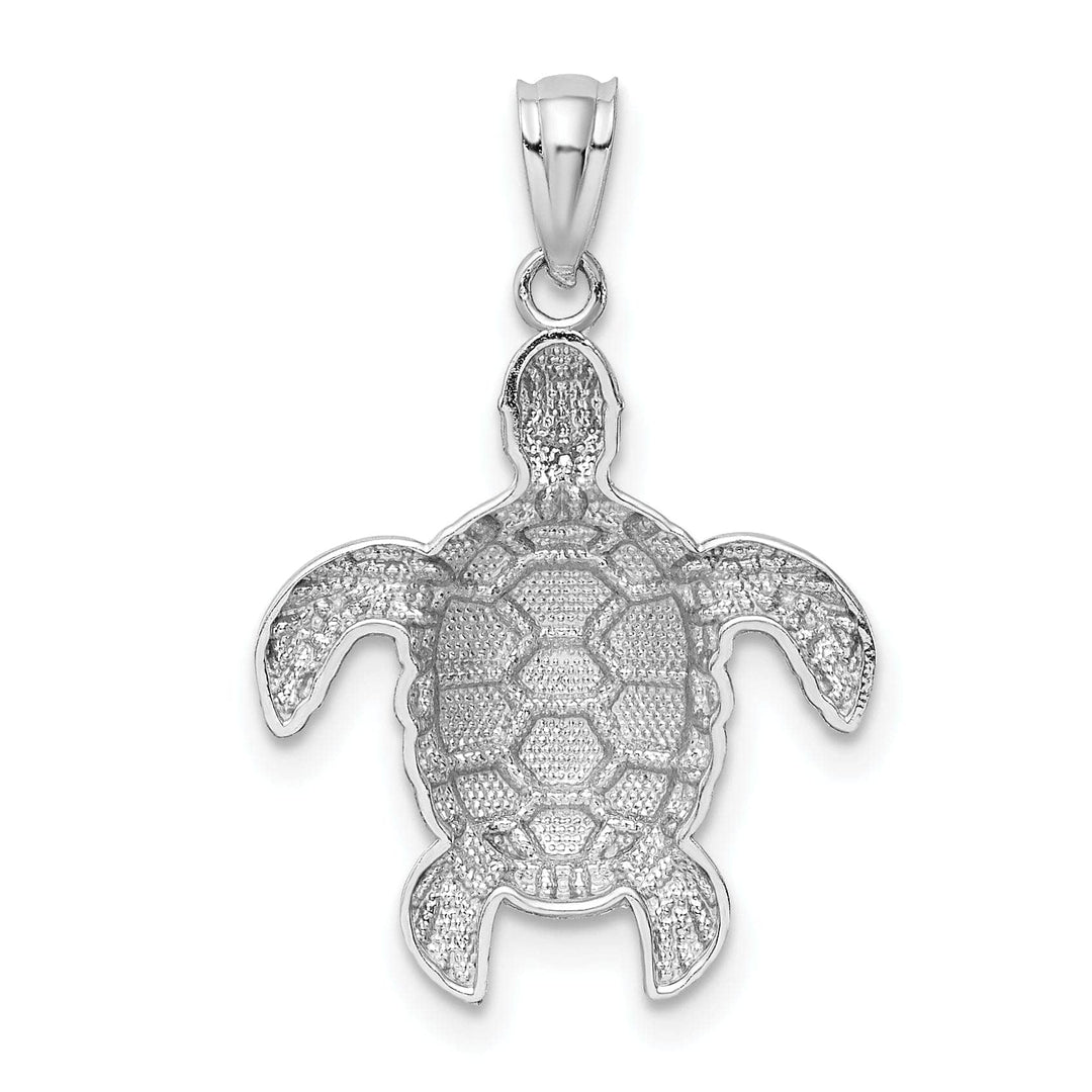 Lovely Rita's Pendants & Charms 14k White Gold Solid Polished Finish Diamond-cut Men's Sea Turtle Charm Pendant