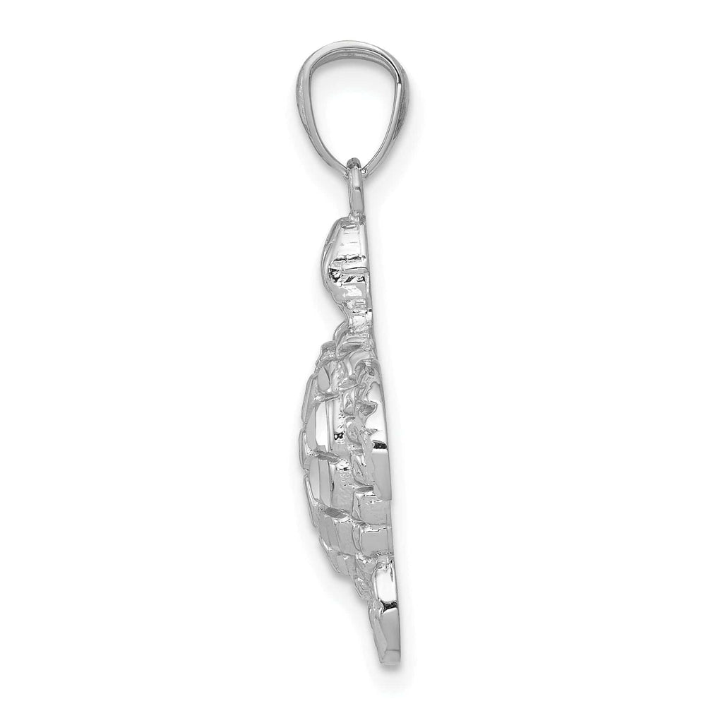 Lovely Rita's Pendants & Charms 14k White Gold Solid Polished Finish Diamond-cut Men's Sea Turtle Charm Pendant