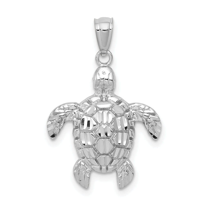 Lovely Rita's Pendants & Charms 14k White Gold Solid Polished Finish Diamond-cut Men's Sea Turtle Charm Pendant