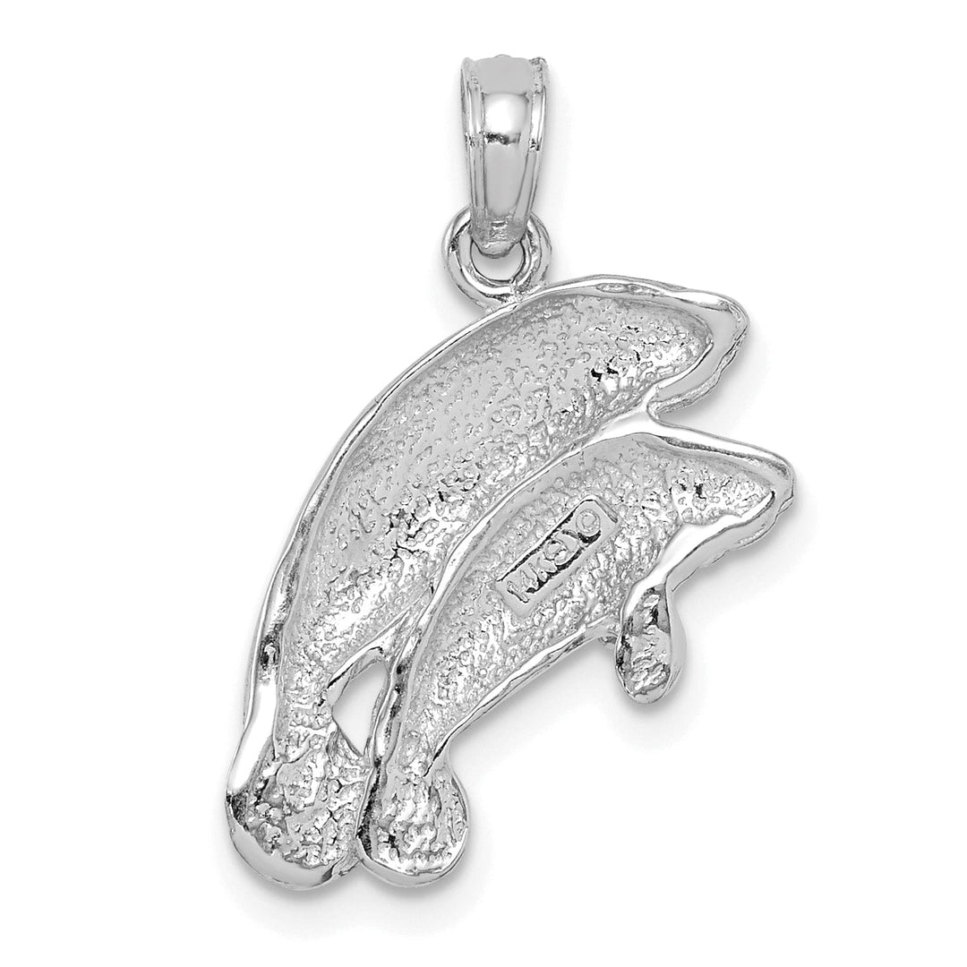 Lovely Rita's Pendants & Charms 14k White Gold Solid Polished Finish Double Manatee Design Charm Pendant