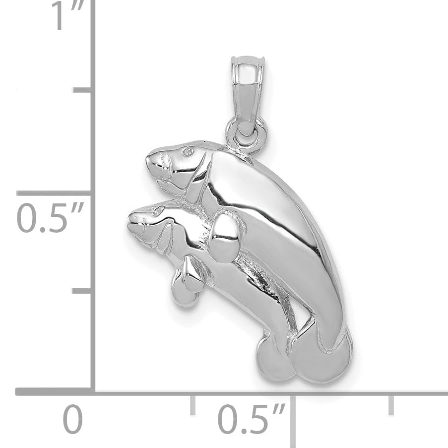 Lovely Rita's Pendants & Charms 14k White Gold Solid Polished Finish Double Manatee Design Charm Pendant