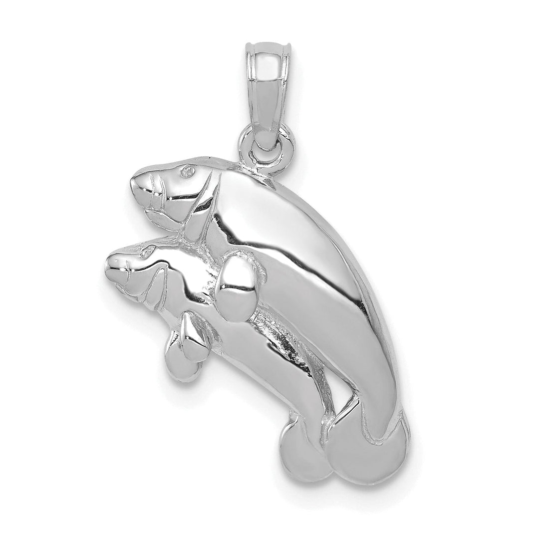 Lovely Rita's Pendants & Charms 14k White Gold Solid Polished Finish Double Manatee Design Charm Pendant