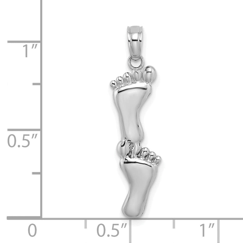Lovely Rita's Pendants & Charms 14K White Gold Solid Polished Finish Flat Back Double Vertical Feet Charm Pendant