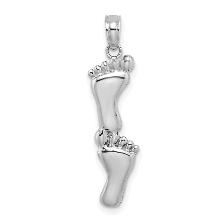 Lovely Rita's Pendants & Charms 14K White Gold Solid Polished Finish Flat Back Double Vertical Feet Charm Pendant
