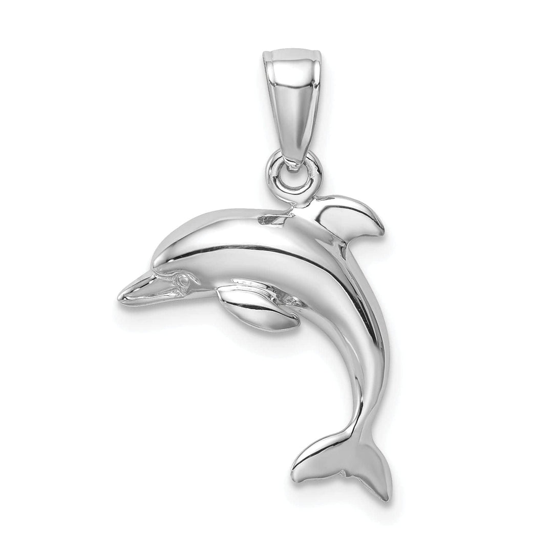 Lovely Rita's Pendants & Charms 14k White Gold Solid Polished Finish Jumping Design Dolphin Charm Pendant