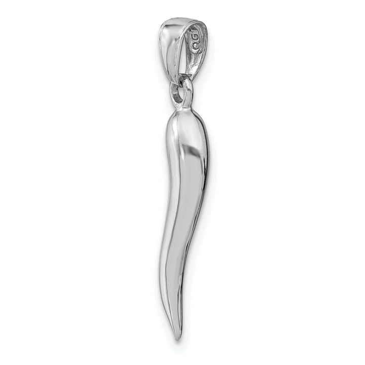 Lovely Rita's Pendants & Charms 14k White Gold Solid Polished Finish Large Size 3-Dimensional Italian Horn Charm Pendant