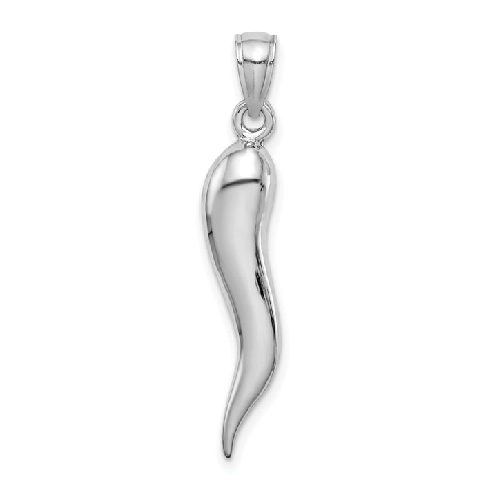 Lovely Rita's Pendants & Charms 14k White Gold Solid Polished Finish Large Size 3-Dimensional Italian Horn Charm Pendant