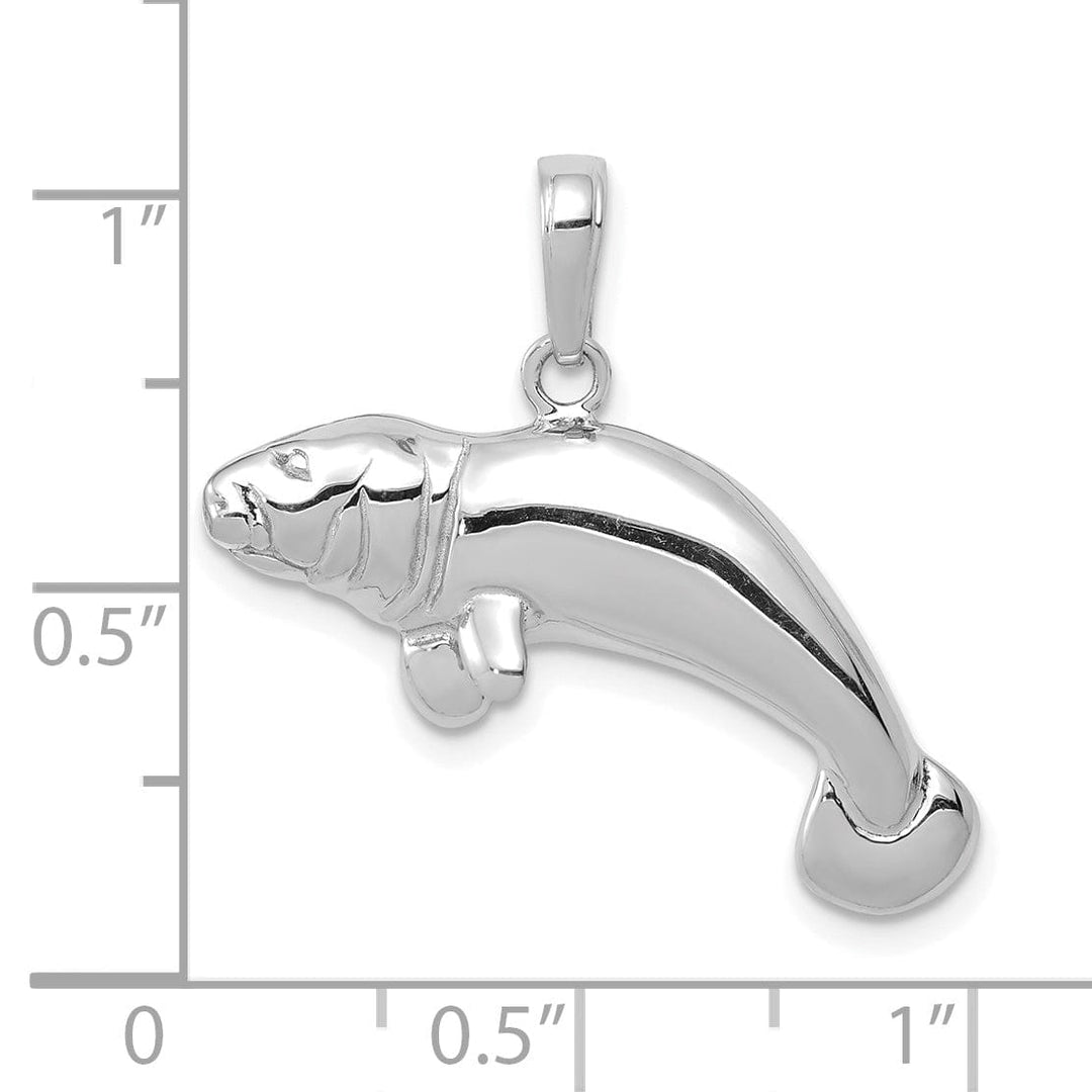 Lovely Rita's Pendants & Charms 14k White Gold Solid Polished Finish Manatee Charm Pendant