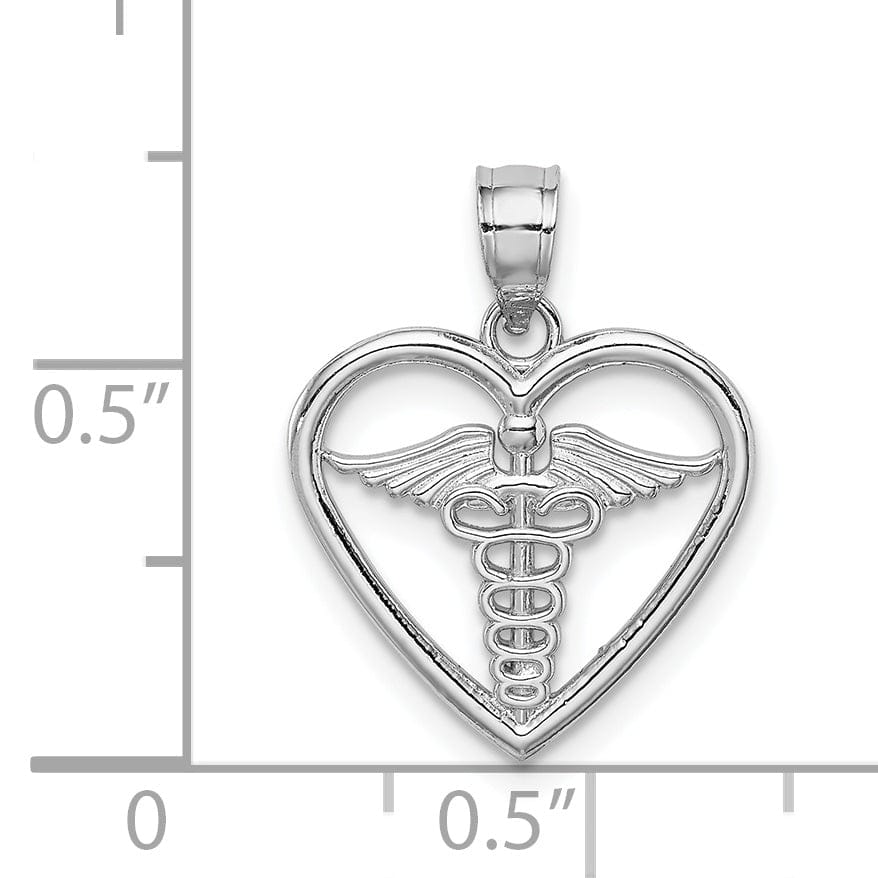Lovely Rita's Pendants & Charms 14K White Gold Solid Polished Finish Medical Heart Design Charm Pendant