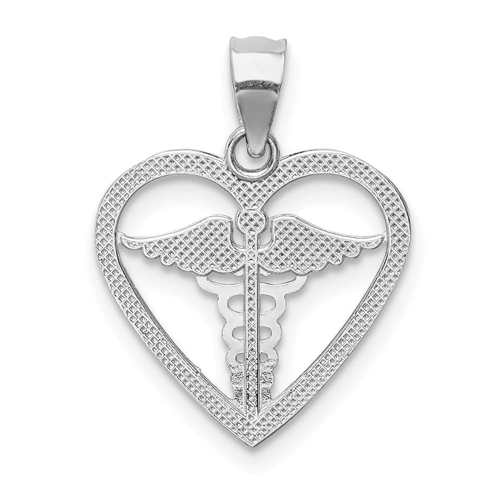 Lovely Rita's Pendants & Charms 14K White Gold Solid Polished Finish Medical Heart Design Charm Pendant
