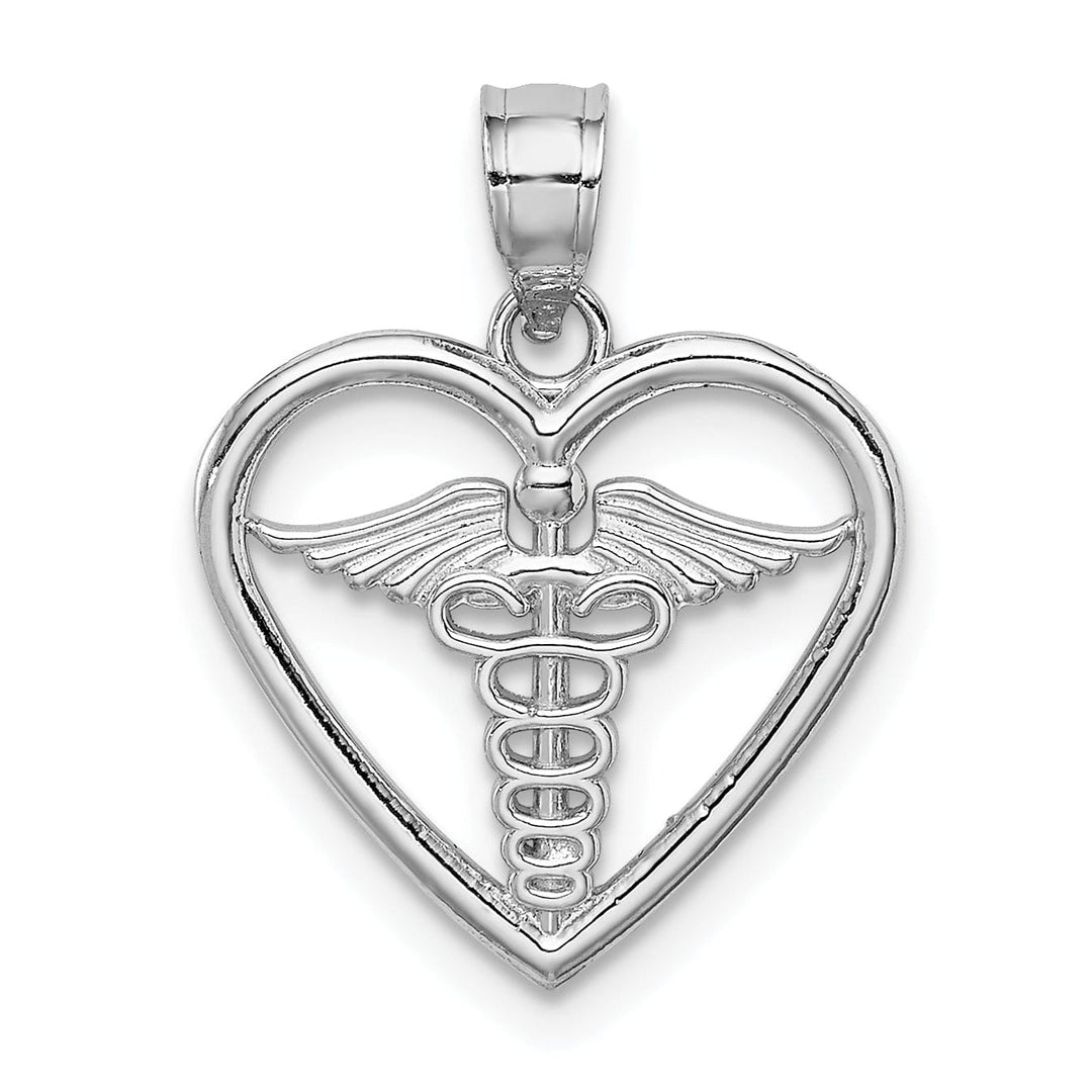 Lovely Rita's Pendants & Charms 14K White Gold Solid Polished Finish Medical Heart Design Charm Pendant