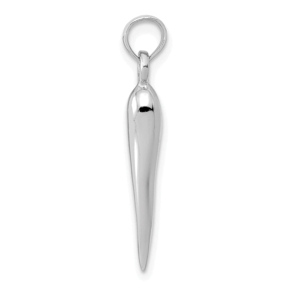 Lovely Rita's Pendants & Charms 14k White Gold Solid Polished Finish Medium Size 3-D Italian Horn Pendant