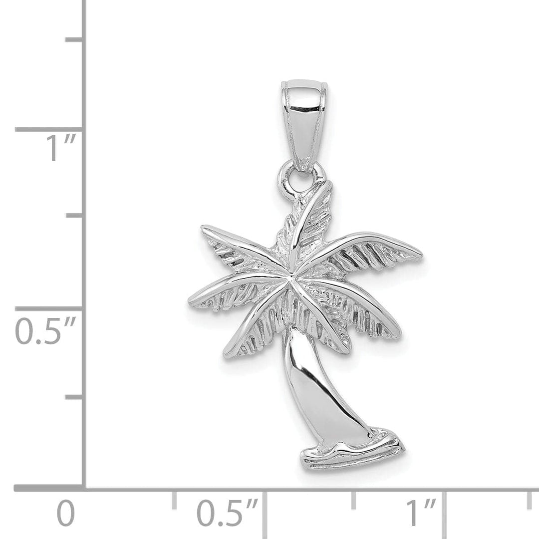 Lovely Rita's Pendants & Charms 14k White Gold Solid Polished Finish Men's Palm Tree Charm Pendant
