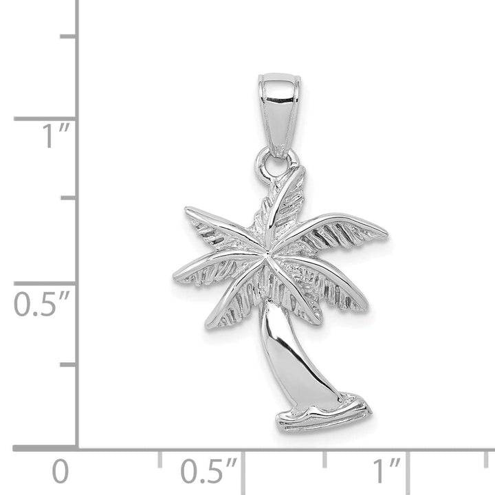 Lovely Rita's Pendants & Charms 14k White Gold Solid Polished Finish Men's Palm Tree Charm Pendant