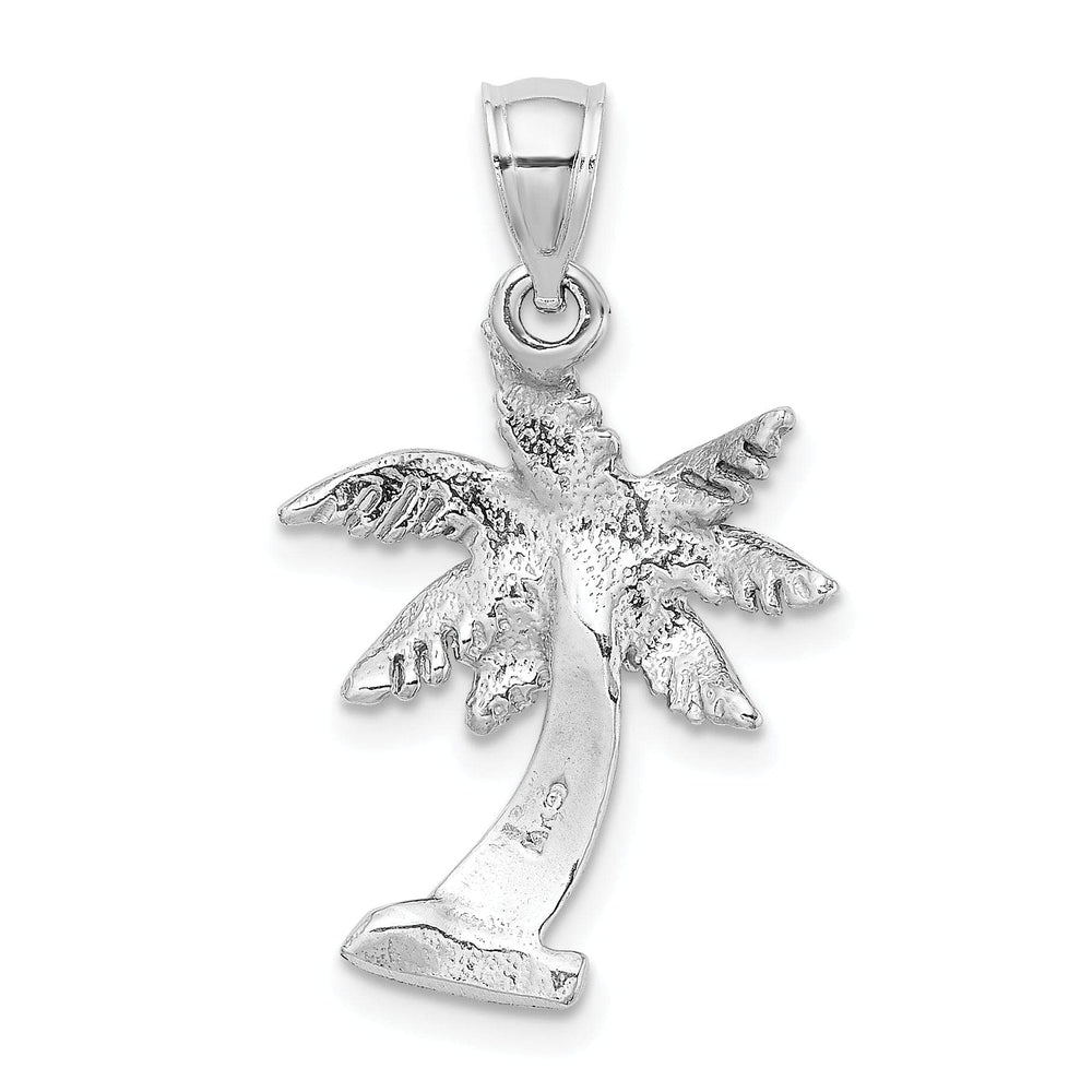 Lovely Rita's Pendants & Charms 14k White Gold Solid Polished Finish Men's Palm Tree Charm Pendant