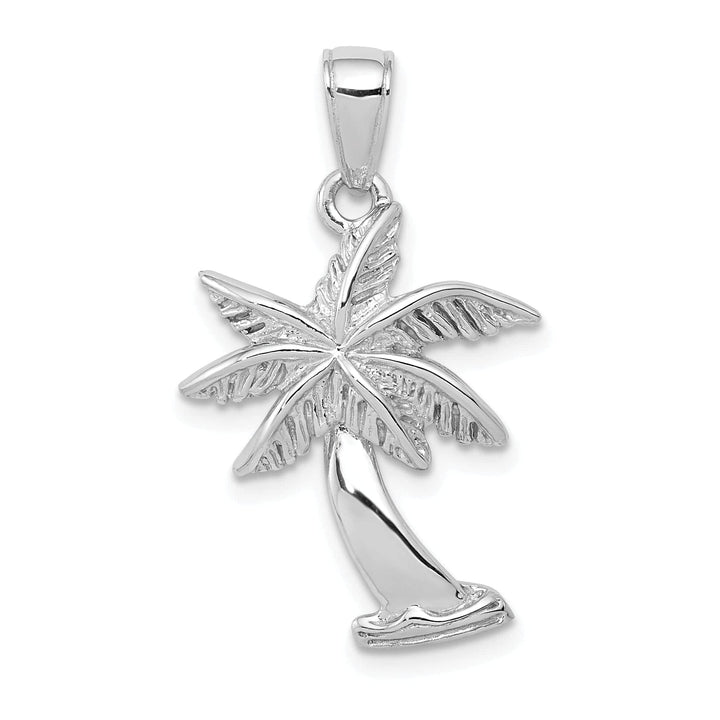 Lovely Rita's Pendants & Charms 14k White Gold Solid Polished Finish Men's Palm Tree Charm Pendant