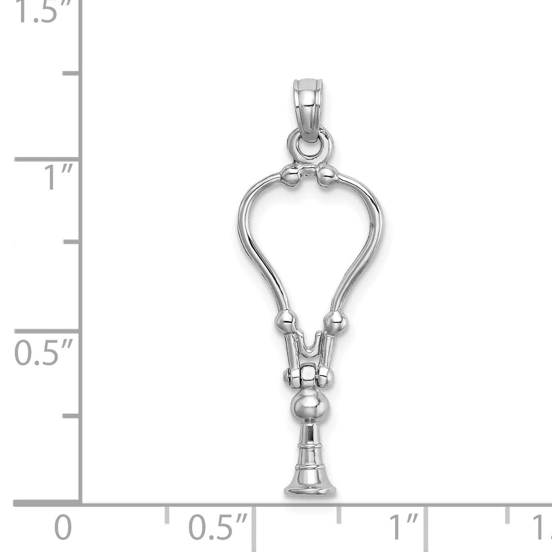 Lovely Rita's Pendants & Charms 14k White Gold Solid Polished Finish Moveable 3-Dimensional Stethoscope Charm Pendant