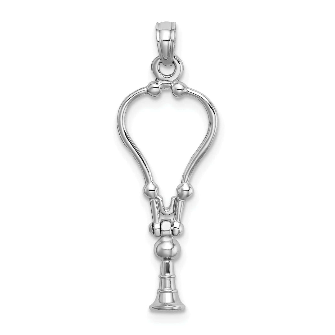 Lovely Rita's Pendants & Charms 14k White Gold Solid Polished Finish Moveable 3-Dimensional Stethoscope Charm Pendant
