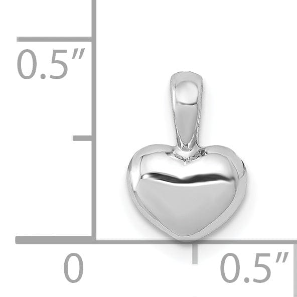 Lovely Rita's Pendants & Charms 14K White Gold Solid Polished Finish Open Back Domed Heart Shape Charm Pendant
