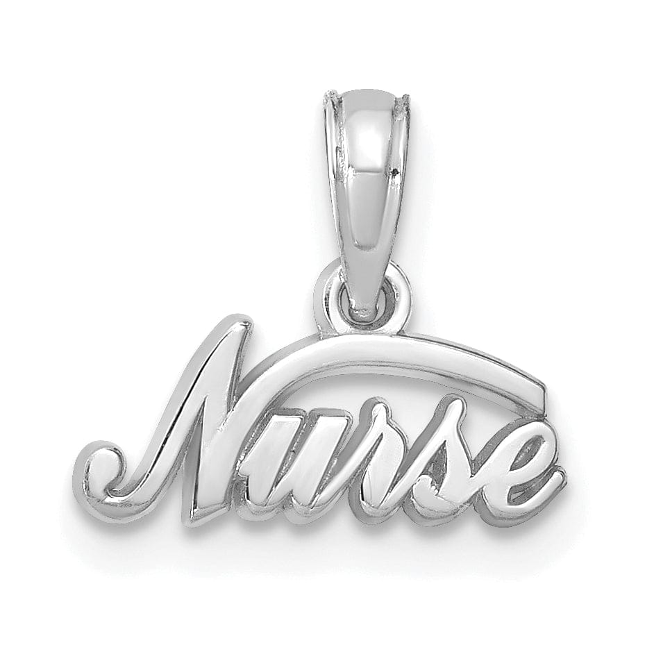 Lovely Rita's Pendants & Charms 14K White Gold Solid Polished Finish Open Back Nurse Charm Pendant