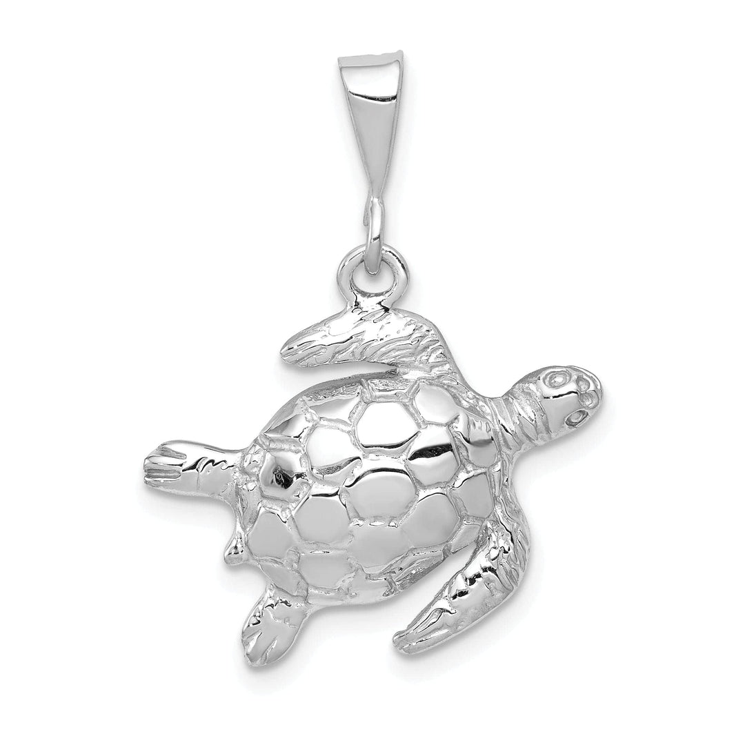 Lovely Rita's Pendants & Charms 14k White Gold Solid Polished Finish Open-Backed Men's Sea Turtle Charm Pendant