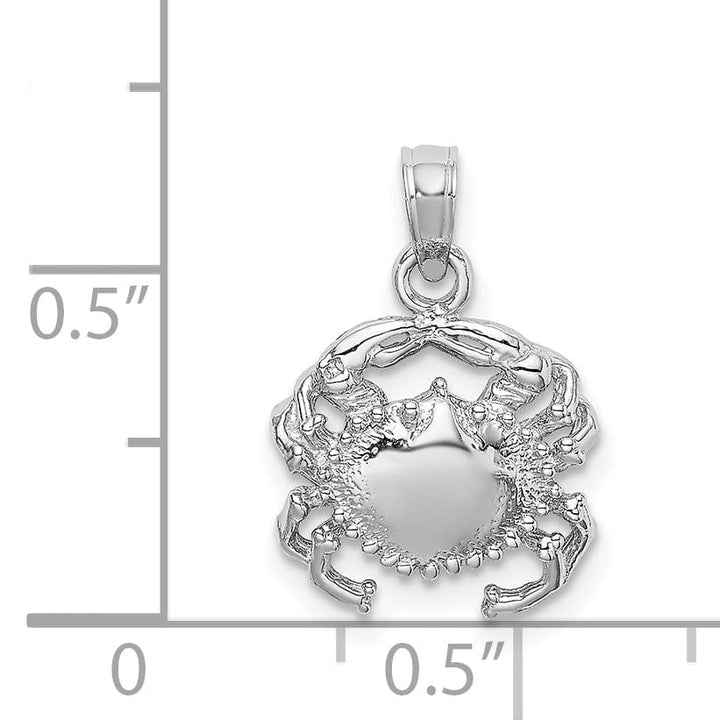 Lovely Rita's Pendants & Charms 14k White Gold Solid Polished Finish Open-Backed Soild Crab Charm Pendant