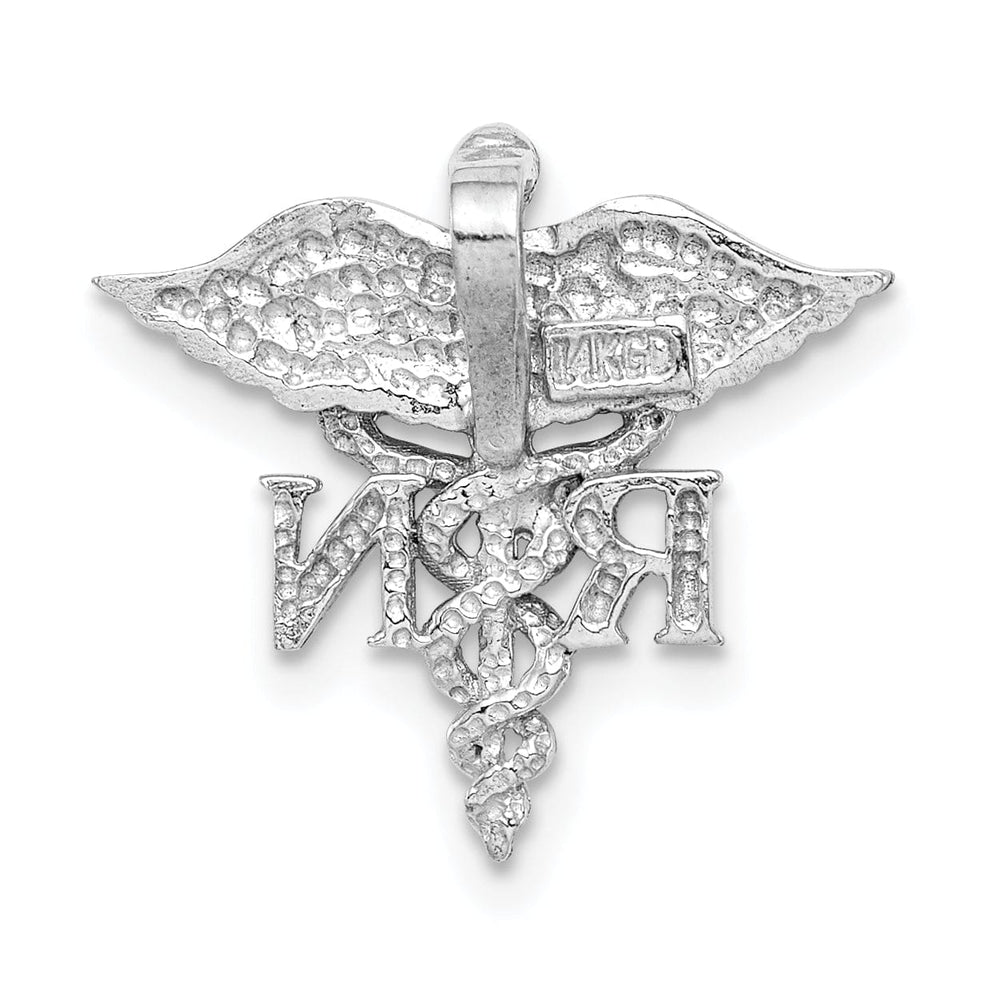 Lovely Rita's Pendants & Charms 14K White Gold Solid Polished Finish R.N Medical Chain Slide Pendant