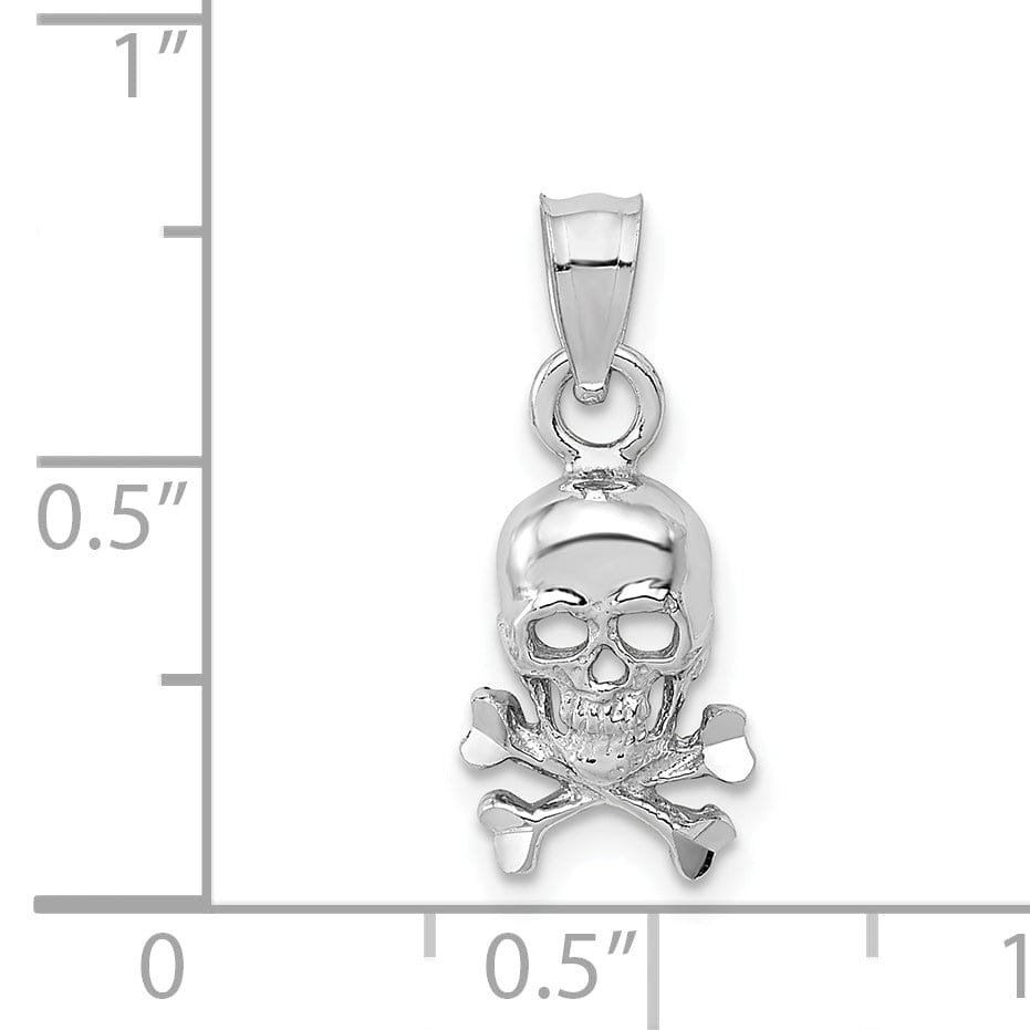 Lovely Rita's Pendants & Charms 14K White Gold Solid Polished Finish Skull Cross and Bones Design Charm Pendant