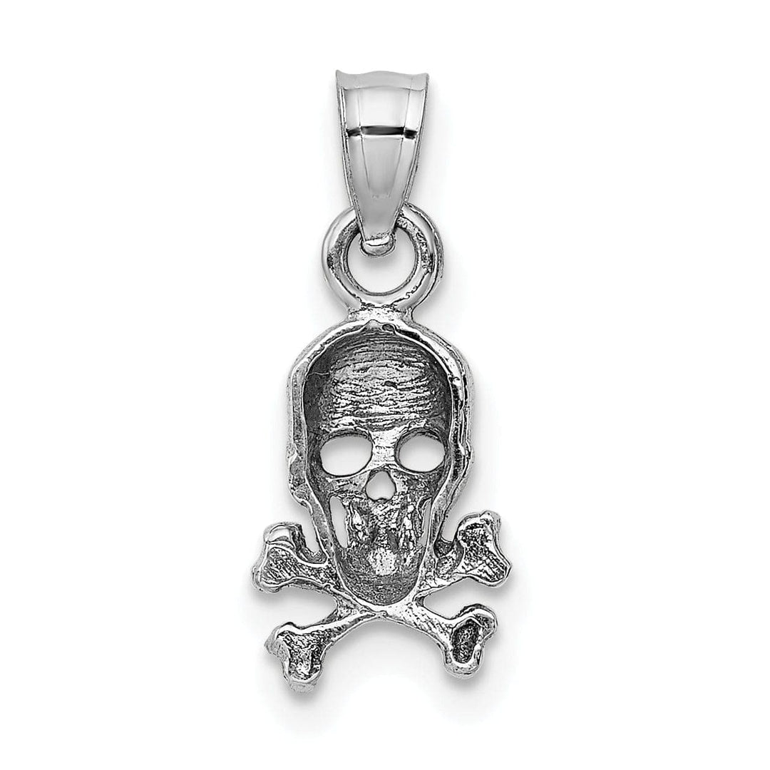 Lovely Rita's Pendants & Charms 14K White Gold Solid Polished Finish Skull Cross and Bones Design Charm Pendant