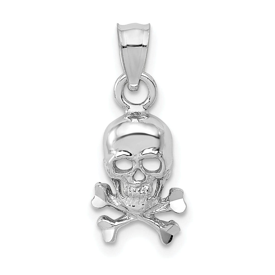 Lovely Rita's Pendants & Charms 14K White Gold Solid Polished Finish Skull Cross and Bones Design Charm Pendant