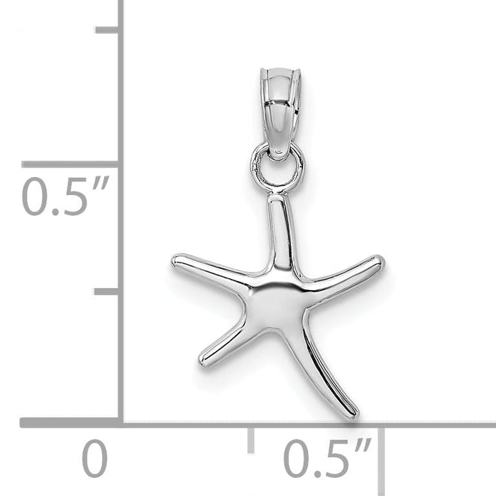 Lovely Rita's Pendants & Charms 14K White Gold Solid Polished Finish Small Size Dancing Starfish Charm Pendant