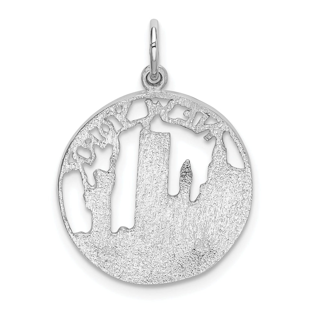 Lovely Rita's Pendants & Charms 14k White Gold Solid Polished Finish Solid NEW YORK Skyline Theme Design Charm Pendant