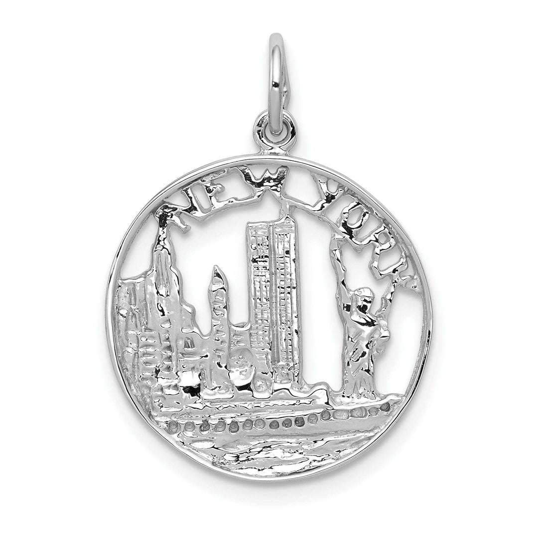 Lovely Rita's Pendants & Charms 14k White Gold Solid Polished Finish Solid NEW YORK Skyline Theme Design Charm Pendant