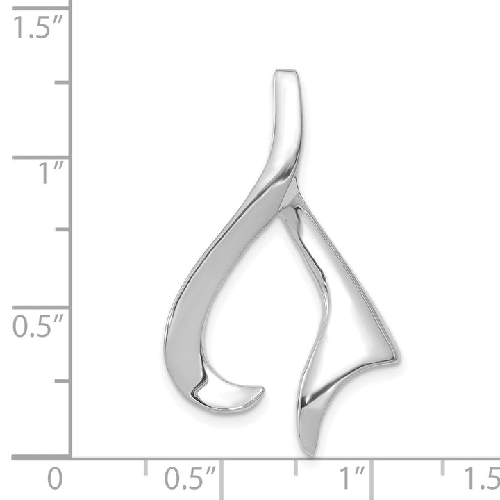 Lovely Rita's Pendants & Charms 14k White Gold Solid Polished Finish Swirl Sleek Design Omega Slide Pendant fits up to 6 mm Omega