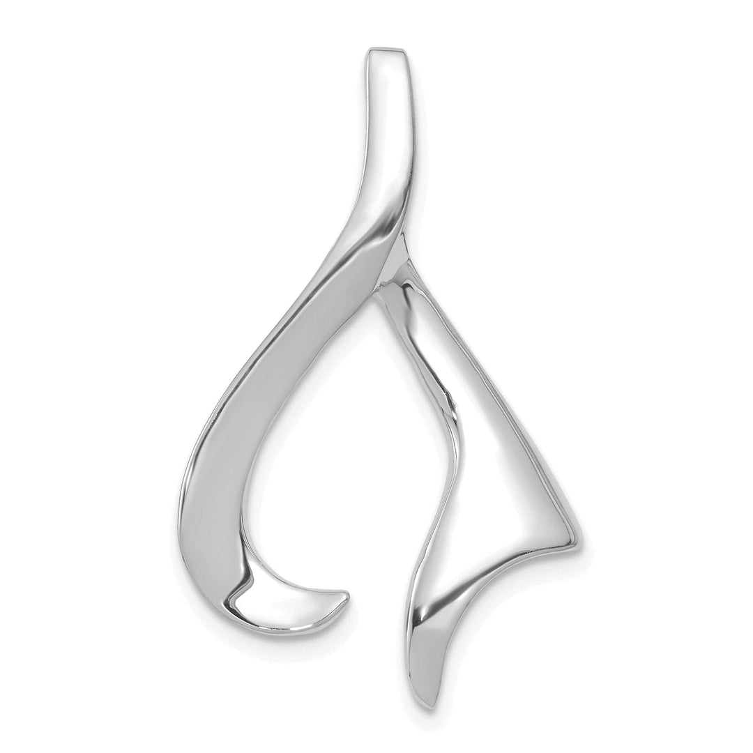 Lovely Rita's Pendants & Charms 14k White Gold Solid Polished Finish Swirl Sleek Design Omega Slide Pendant fits up to 6 mm Omega