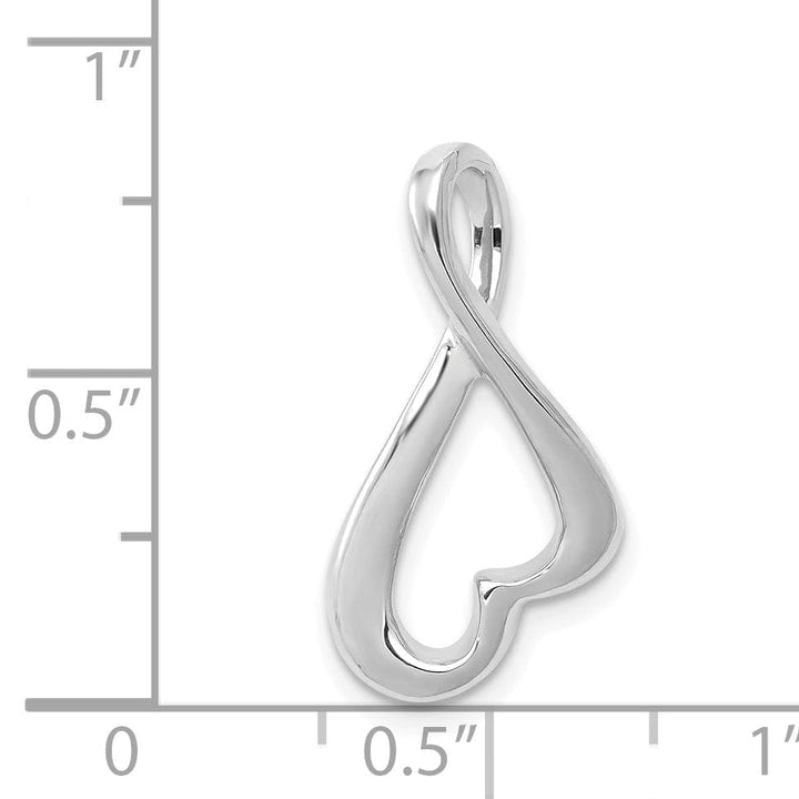 Lovely Rita's Pendants & Charms 14K White Gold Solid Polished Finish up side down Heart Shape Fancy Omega Slide Pendant fits upto 4 mm Omega