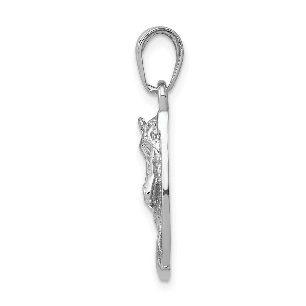 Lovely Rita's Pendants & Charms 14k White Gold Solid Polished Horse Head in Horseshoe Pendant