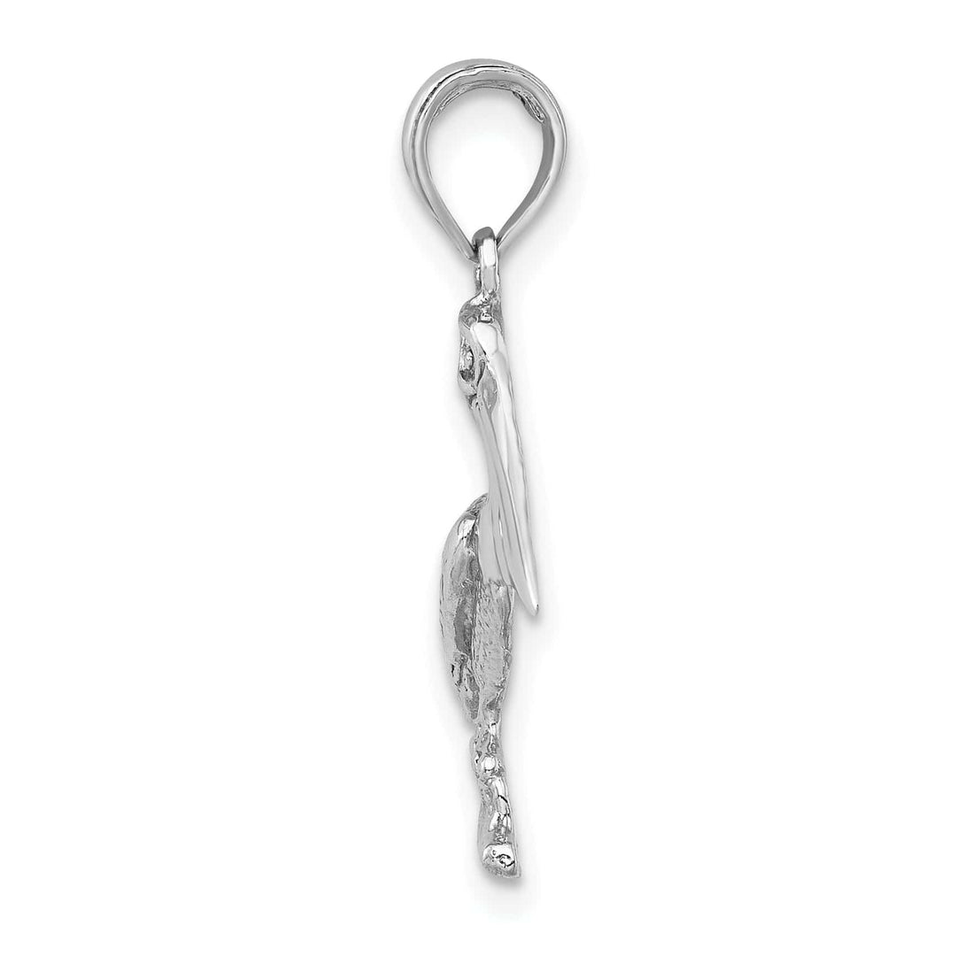 Lovely Rita's Pendants & Charms 14k White Gold Solid Polished Texture Finish Standing Pelican Charm Pendant