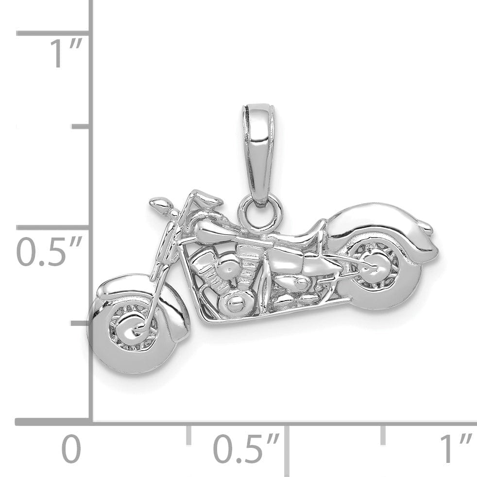 Lovely Rita's Pendants & Charms 14K White Gold Solid Polished Textured Finish 3-Dimensional Motorcycle Charm Pendant
