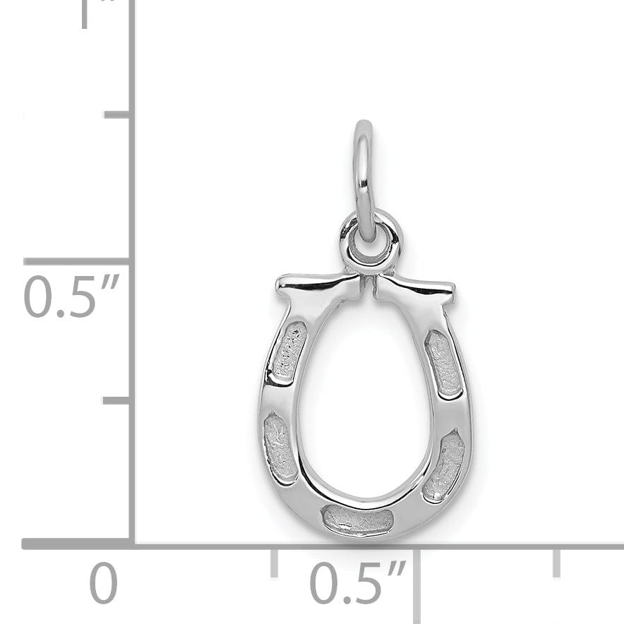 Lovely Rita's Pendants & Charms 14k White Gold Solid Polished Textured Finish Flat Back Horseshoe Charm Pendant