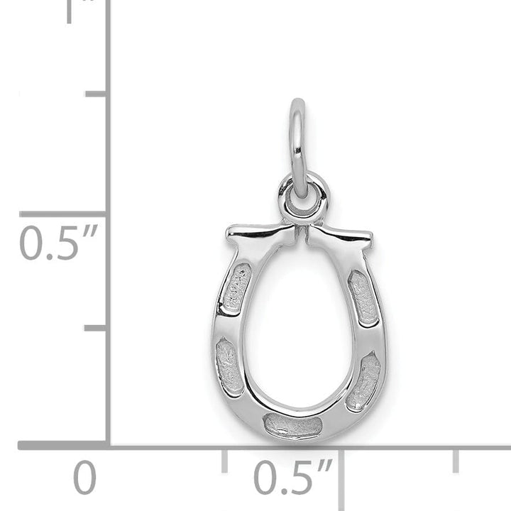 Lovely Rita's Pendants & Charms 14k White Gold Solid Polished Textured Finish Flat Back Horseshoe Charm Pendant