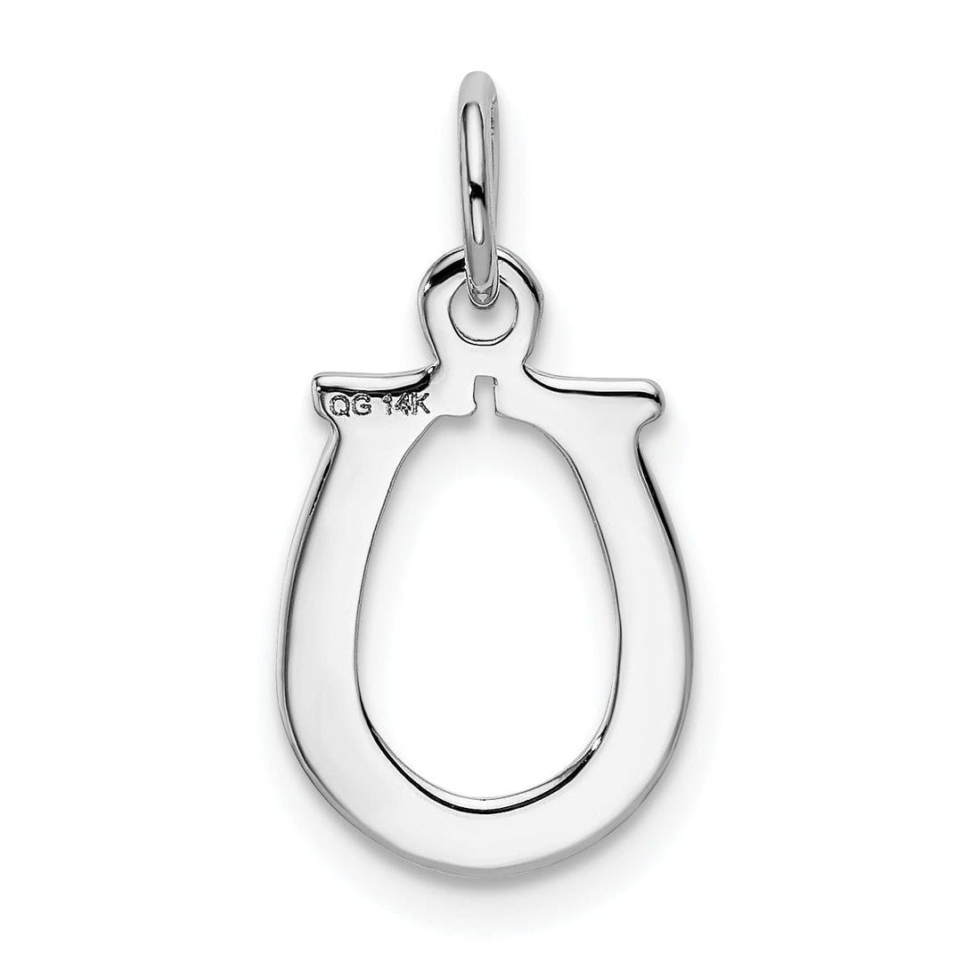 Lovely Rita's Pendants & Charms 14k White Gold Solid Polished Textured Finish Flat Back Horseshoe Charm Pendant
