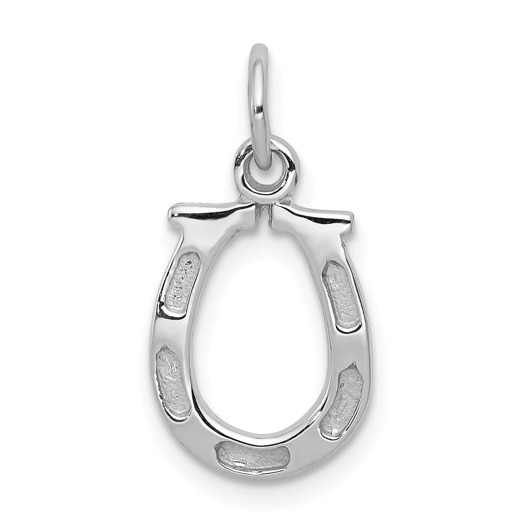 Lovely Rita's Pendants & Charms 14k White Gold Solid Polished Textured Finish Flat Back Horseshoe Charm Pendant